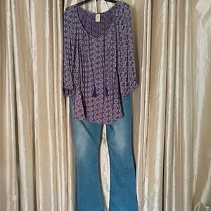 Faded Glory Purple Floral Blouse